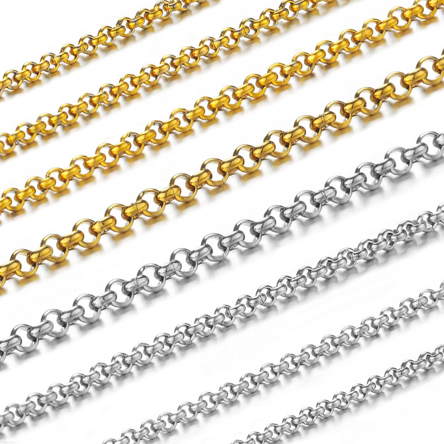 Body Jewelry Necklace - โซ่สแตนเลสรูปตัวโอขนาดเล็ก 1 เมตร 2-4 มม. สำหรับทำสร้อยคอ