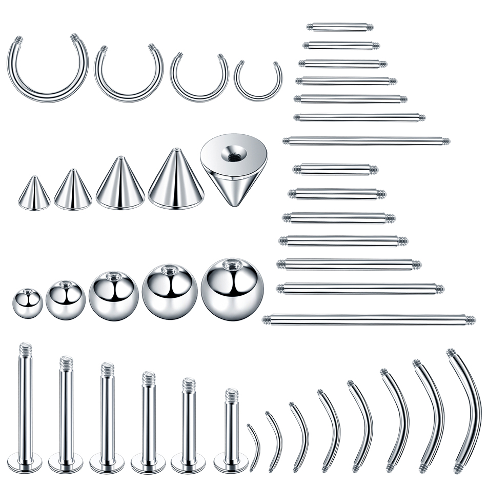 Body Jewelry Replacement Ball - 100 ชิ้น/ล็อตเหล็กต่างหู Barbell หัวนม Labret เจาะแหวนจมูกเจาะคิ้วสกรู
