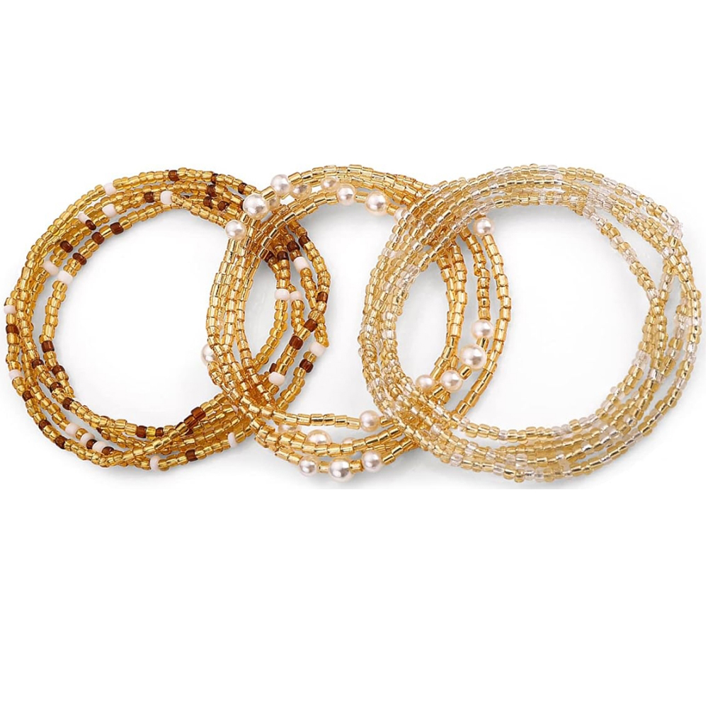 Body Jewelry For You - ลูกปัดคาดเอวสำหรับผู้หญิง ลูกปัดคาดหน้าท้อง สายยางยืด ชุดโซ่คาดเอวสไตล์แอฟริกันสำหรับผู้หญิง เครื่องประดับร่างกาย ชุดบิกินี่
