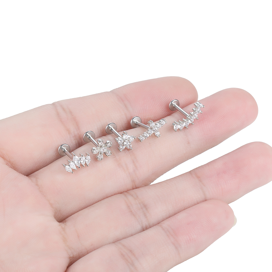 1 PC ดอกไม้ Tragus Piercing ST - Body Jewelry Surgical Steel บทวิจารณ์และราคา