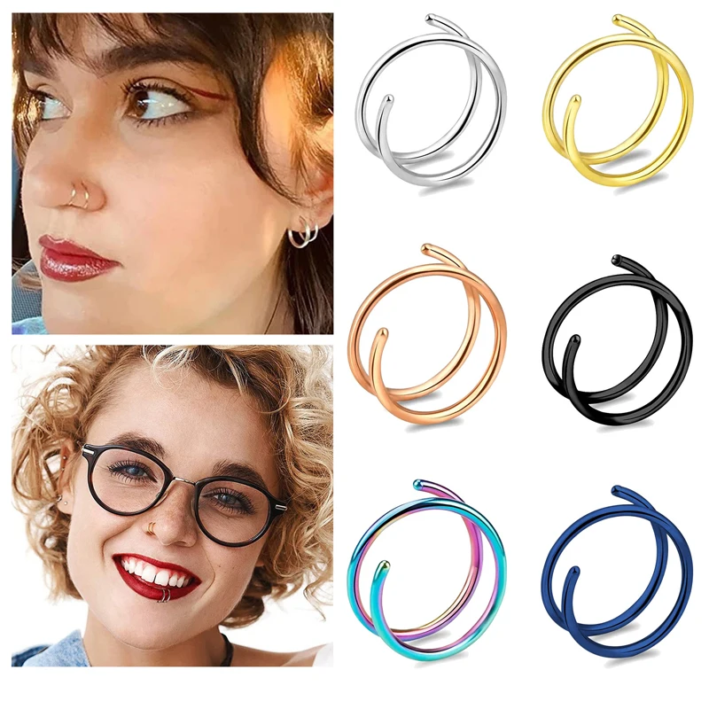 6 ชิ้น/ชุด 20G ห่วงจมูกสเตนเลส - Body Jewelry Surgical Steel บทวิจารณ์และราคา