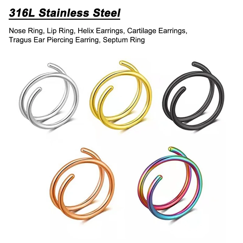 6 ชิ้น/ชุด 20G ห่วงจมูกสเตนเลส - Body Jewelry Surgical Steel บทวิจารณ์และราคา