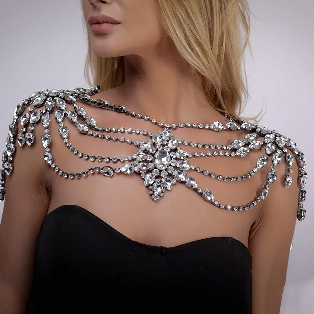 Boho คริสตัลเจ้าสาวไหล่โซ่สร้อ - Body Jewelry Necklace บทวิจารณ์และราคา