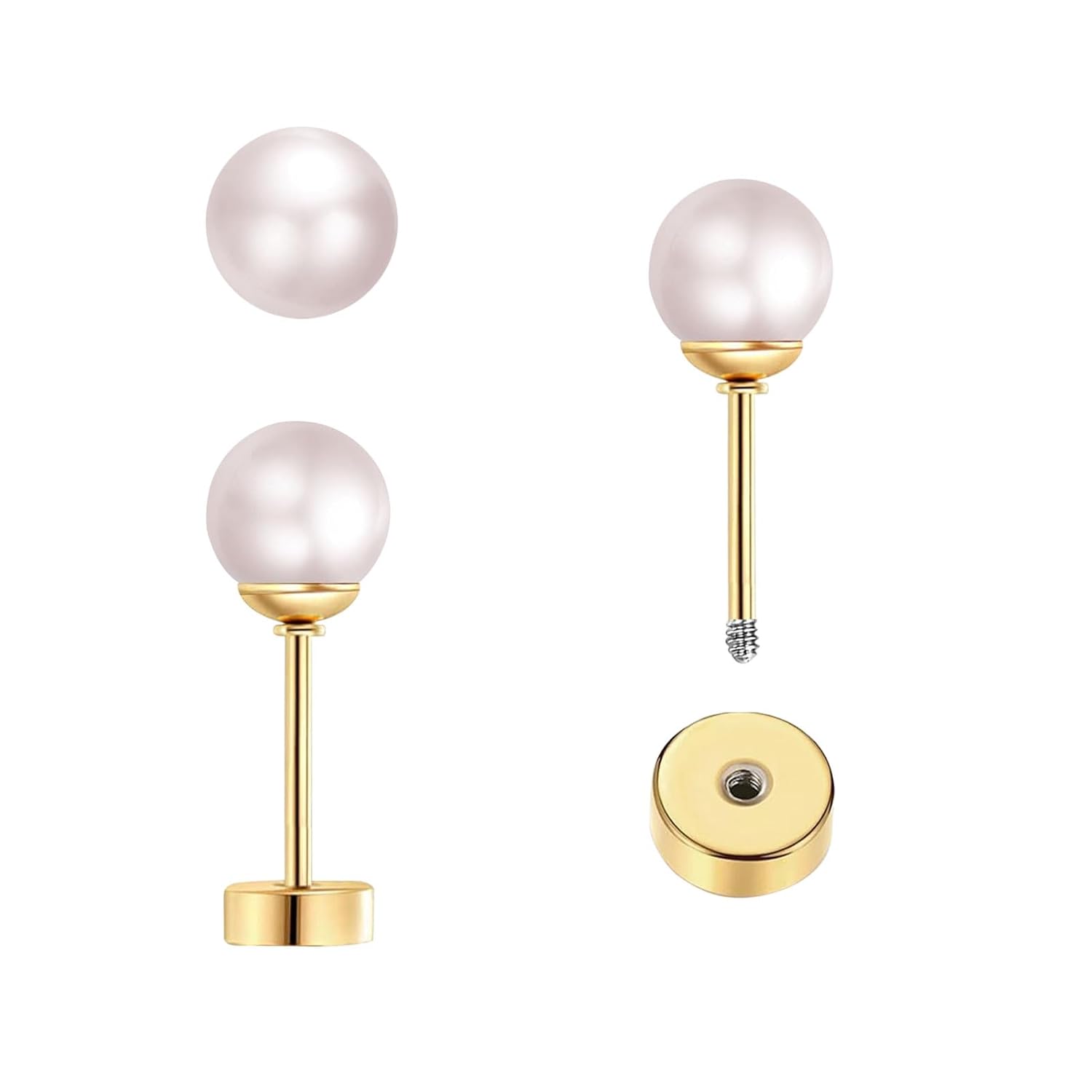 ต่างหูมุกเม็ดเล็ก 3 คู่ แบบเกล - Body Jewelry Surgical Steel บทวิจารณ์และราคา