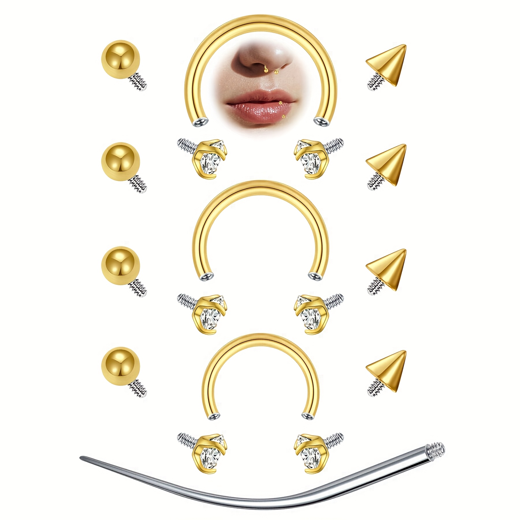 แหวนเจาะจมูกทรงเกือกม้า 12 ชิ้ - Body Jewelry Replacement Ball บทวิจารณ์และราคา