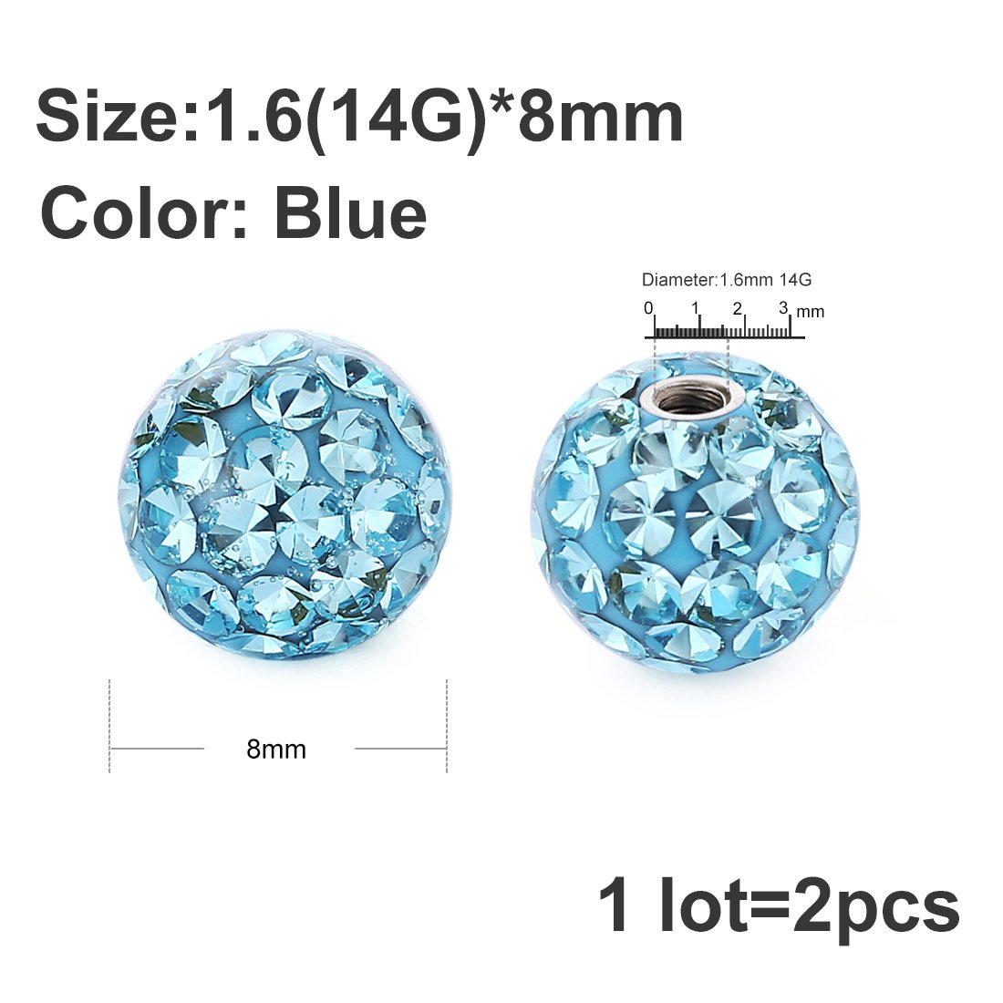 2ชิ้น14กรัม16กรัมตัวสแตนเลสเจา - Body Jewelry Replacement Ball บทวิจารณ์และราคา